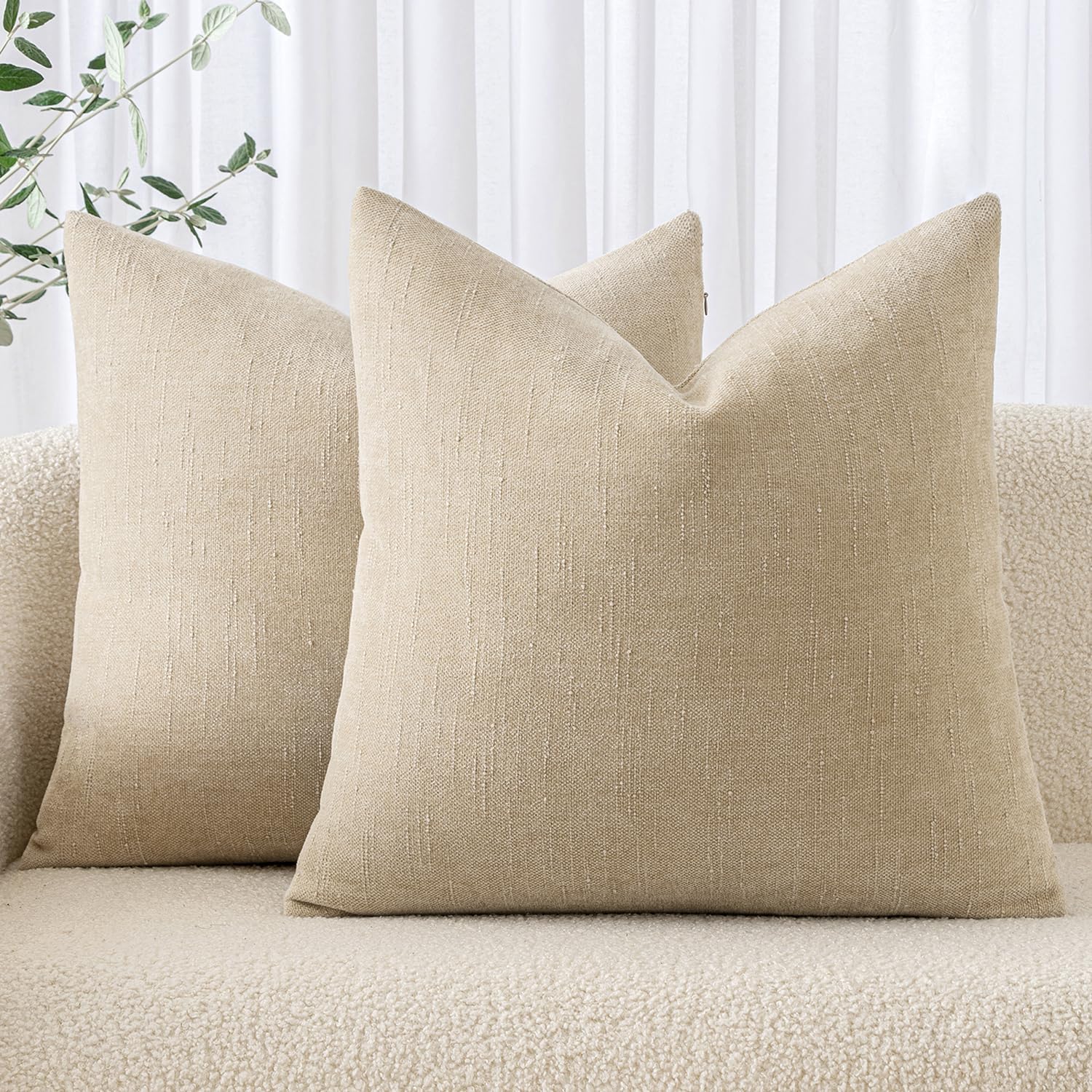 MIULEE Pack of 2 Decorative Throw Pillow Covers Soft Chenille Throw Pillows Solid Textured Cushion Covers for Couch Sofa Bedroom Living…