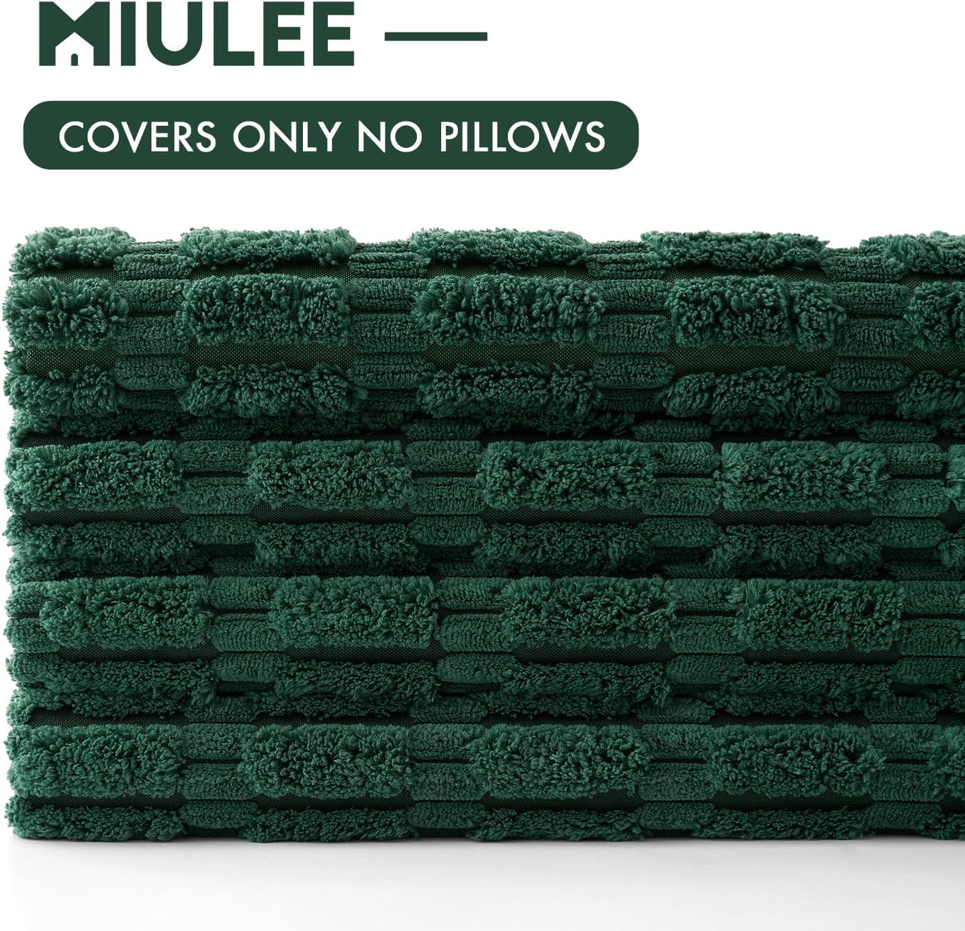 Miulee Pack of 4 Christmas Dark Green Corduroy Decorative Throw Pillow Covers 18x18 Inch Soft Boho Striped Pillow Covers Modern Farmhouse H…