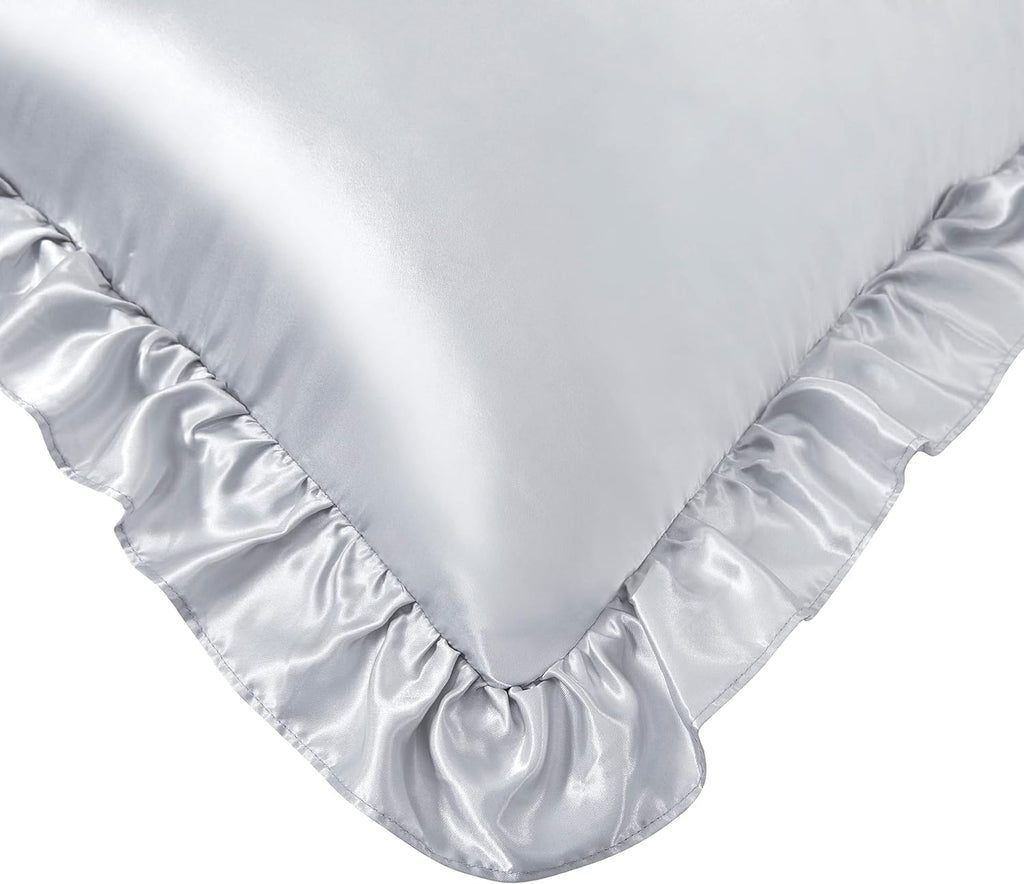 HommxJF Light Gray Satin Pillowcases Body Pillow for Hair and Skin, Light Gray Body Pillow Silk Pillowcase with Envelope Closure Princess Ro…