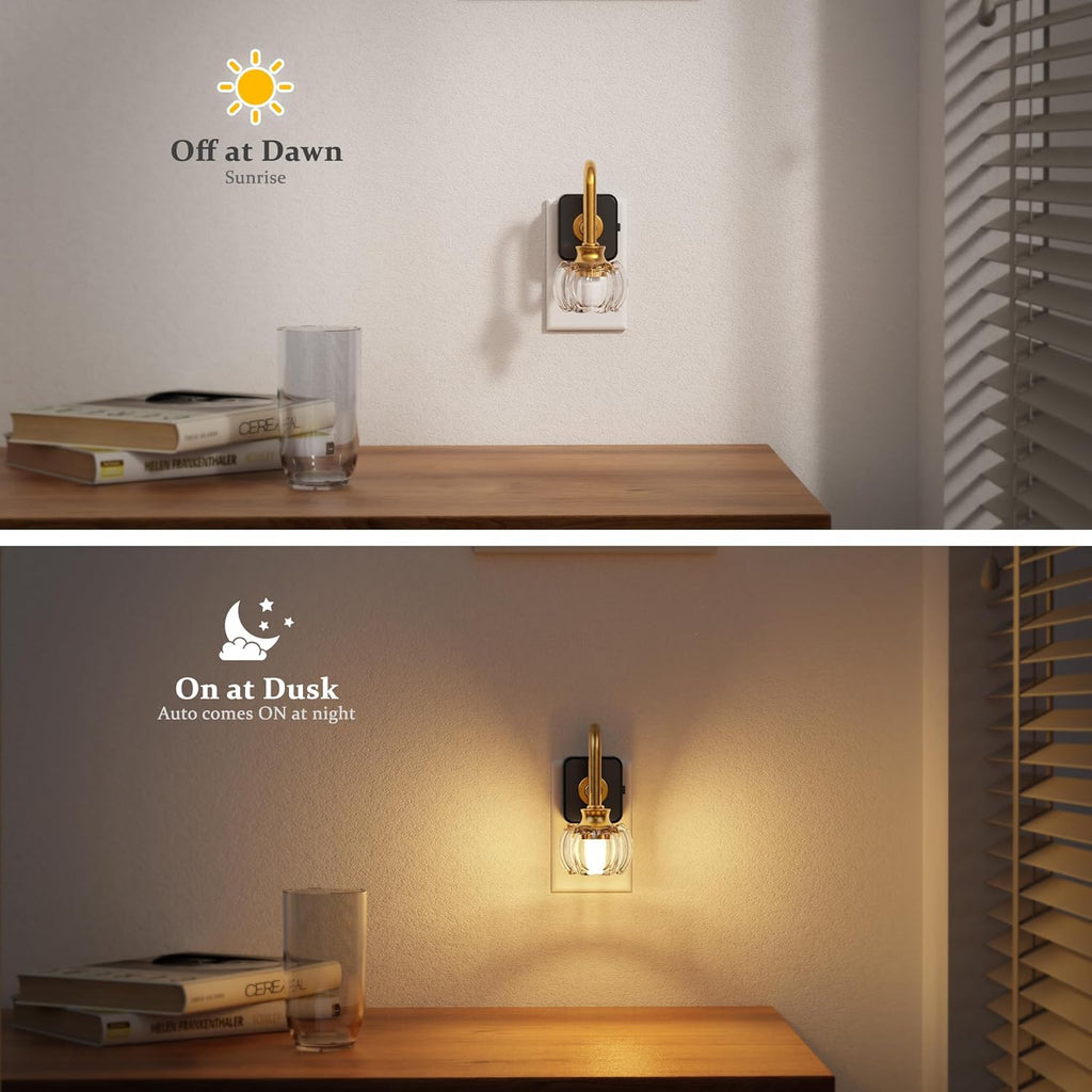 JandCase Night Light, Night Lights Plug into Wall, Glass LED Nightlight, 0-100 LM Dimmable Nightlights, Dusk to Dawn Sensor, 1W Vintage…