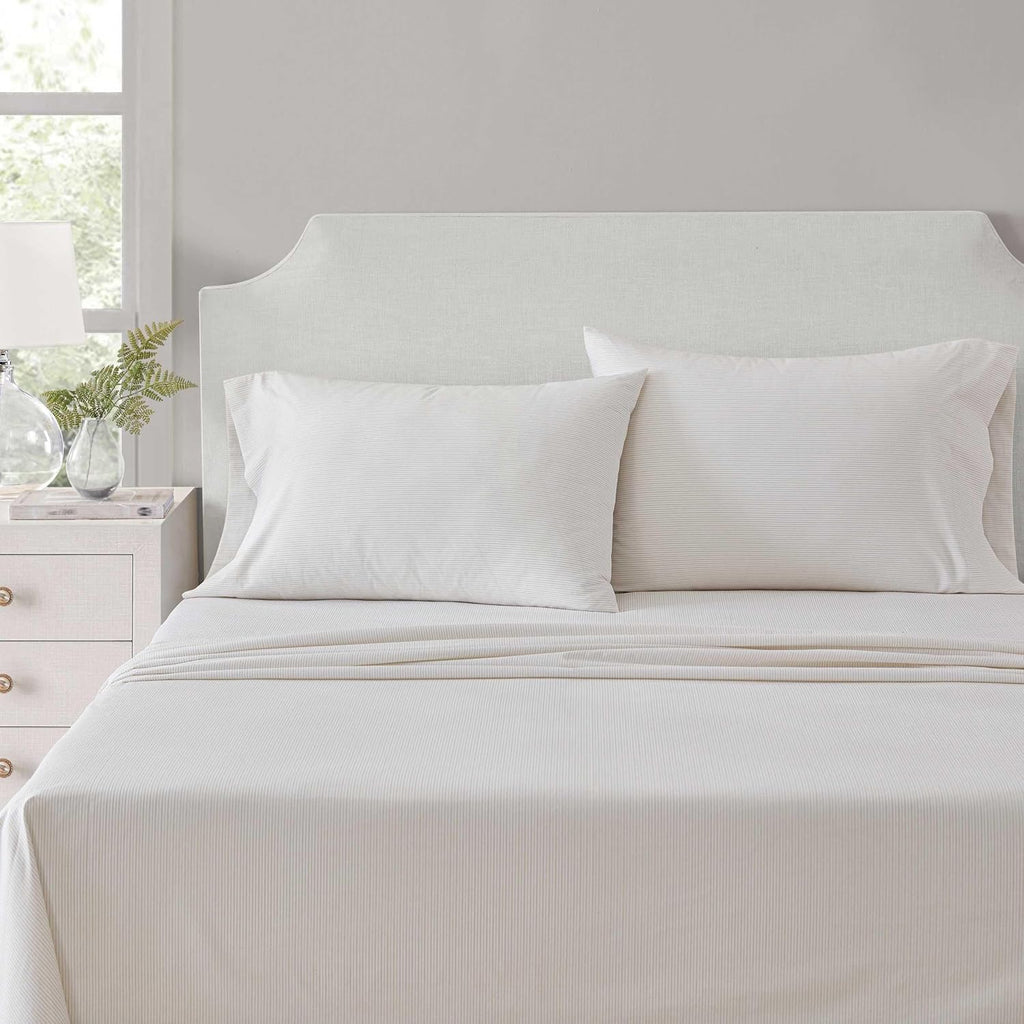 MarthaStewart Martha Stewart - Queen Size Sheets Set, Crisp & Tailored Cooling Sheets w/a Naturally Smooth Cotton Percale Lightweight Feel…