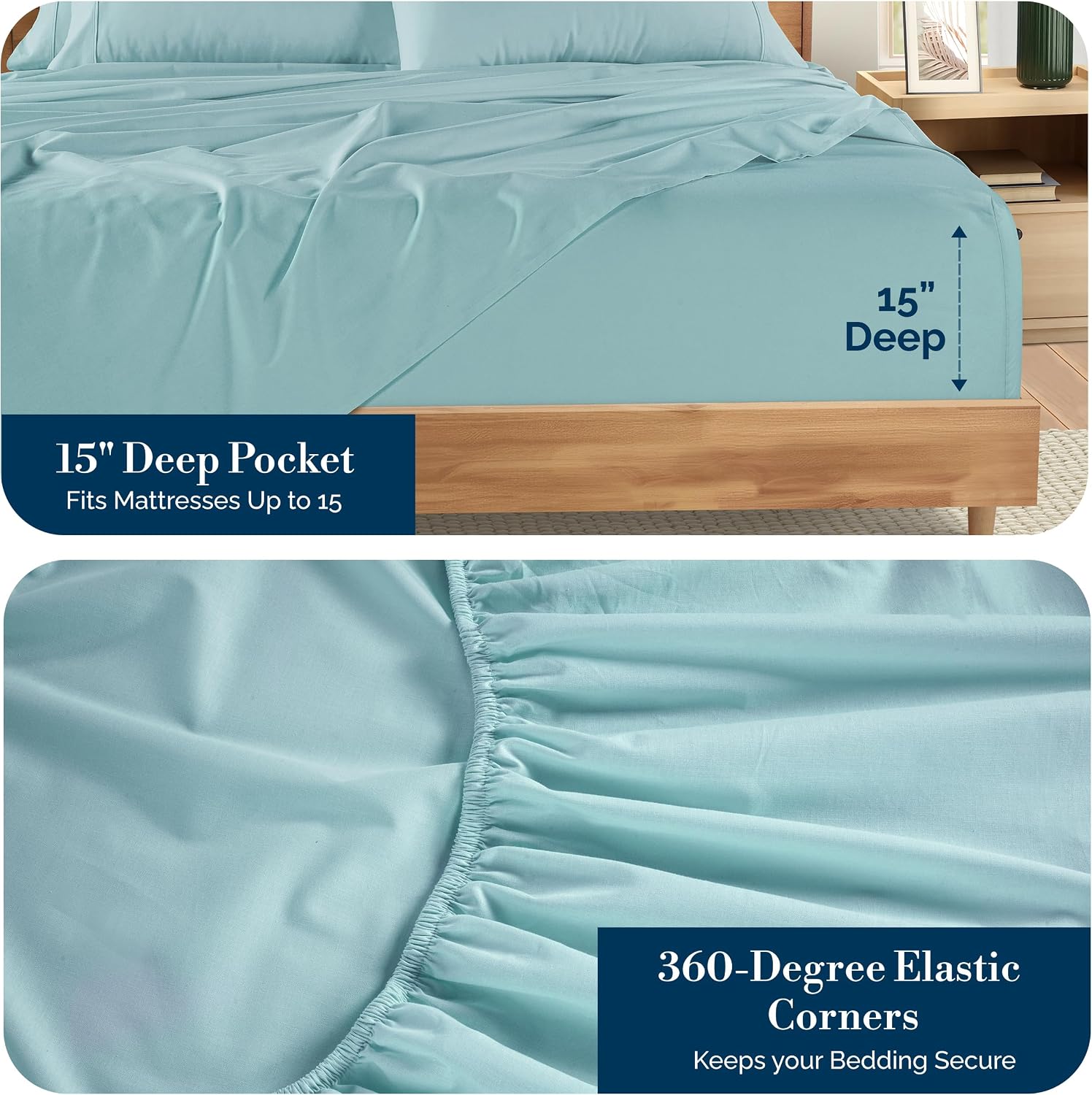 Casa Platino Cal King Sheets Sets – 100% Cotton Cal King Sheets Cooling with 4 Pillowcases, 15" Deep Pocket Fitted Sheet, Crisp & Smooth…