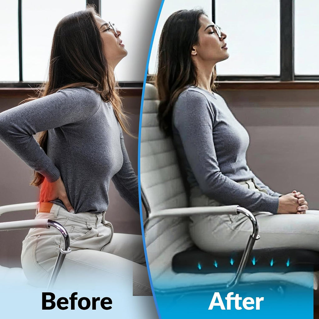 Home Memory Foam Gel Seat Cushion for Tailbone, Coccyx, Back & Sciatica – Fits 17.5” x 14” Seats, Ergonomic Office & Desk Chair Cushions fo…