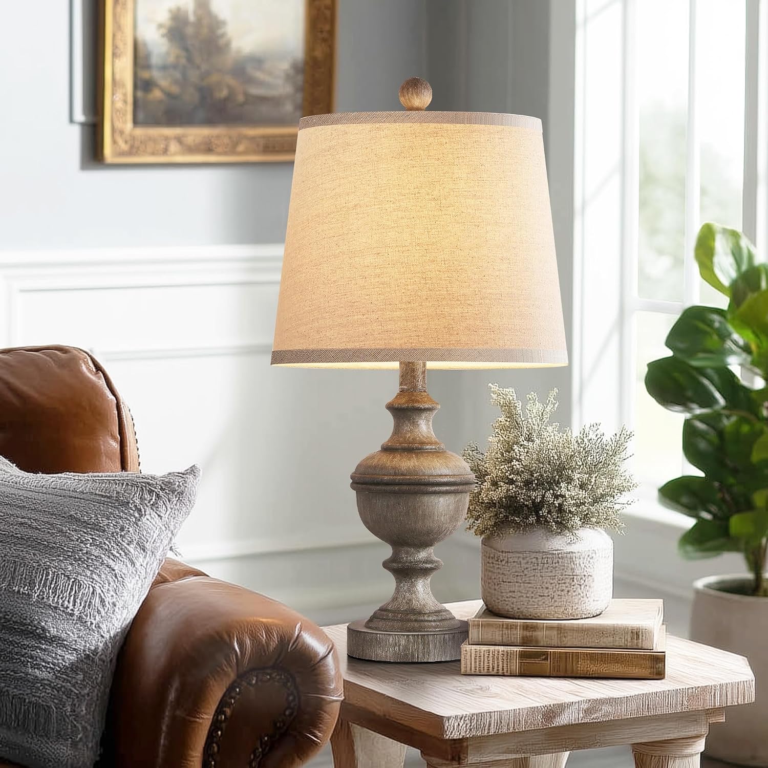 PARTPHONER Retro Table Lamps Set of 2, Bedside Lamp for Bedroom Rustic Farmhouse Table Lamps for Living Room, Vintage Nightstand Lamps…