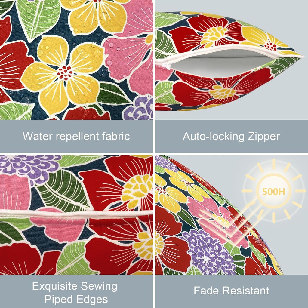 LVTXIII Outdoor/Indoor Pillow Covers, Patio Fade Resistant Throw Pillow Covers ONLY, Waterproof Farmhouse Accent Cushion Cases for Sofa…