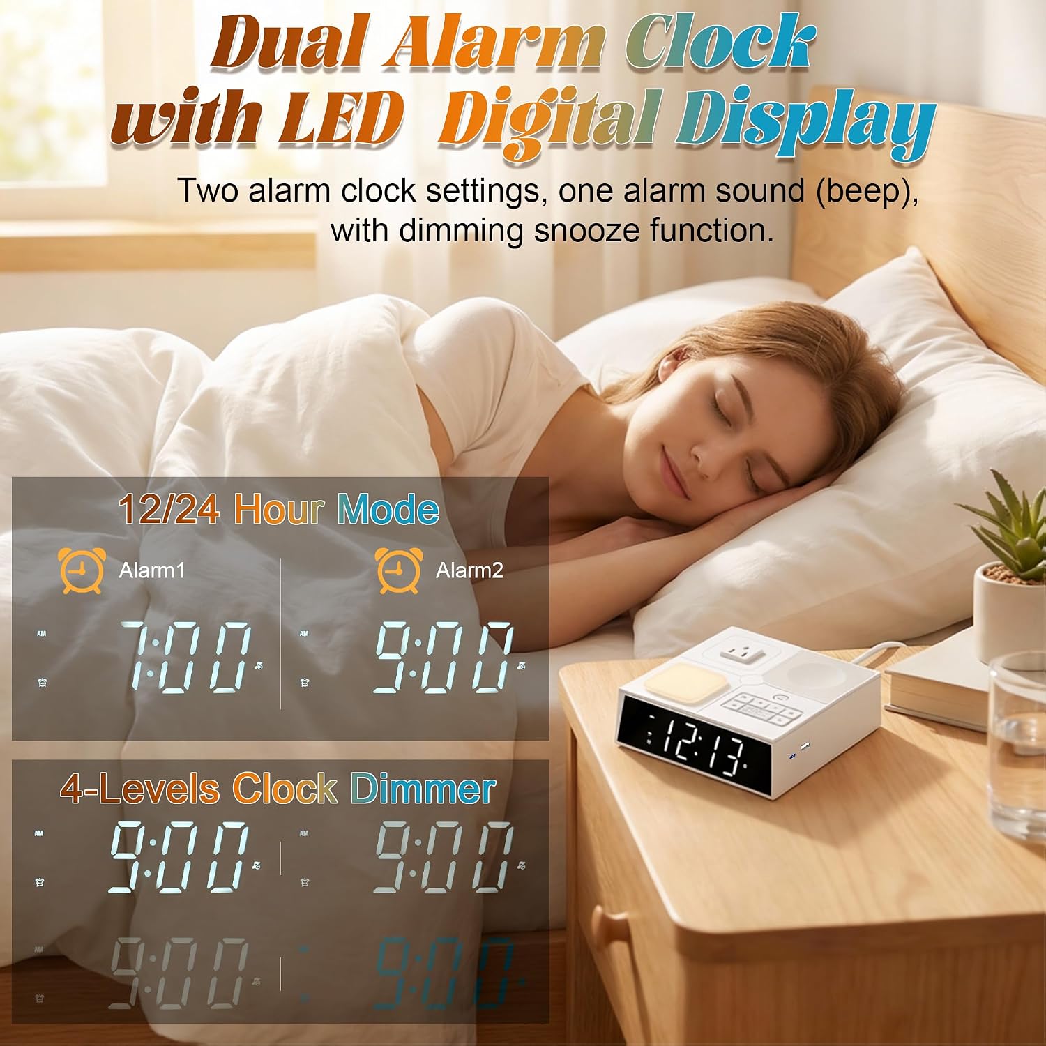 Fashionstrapsforchoose Multi-Functional Sleep Sound Machine with Clock, 41 Built-in Soothing White Noise Songs, 3-Level Bright Touch Switch…