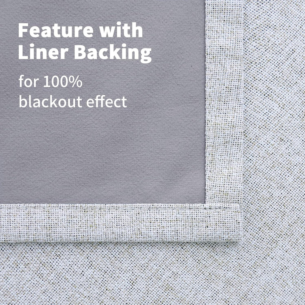 YoungsTex Linen Blackout Curtains 68 Inch Length for Bedroom, Room Darkening Heat Blocking Drapes with Grommet Thermal Insulated for Living…