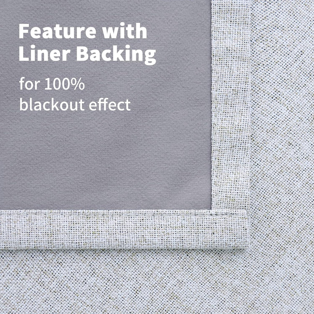 YoungsTex Linen Blackout Curtains 80 Inch Length for Bedroom, Light Blocking Thermal Insulated Drapes with Grommet Room Darkening for Livin…