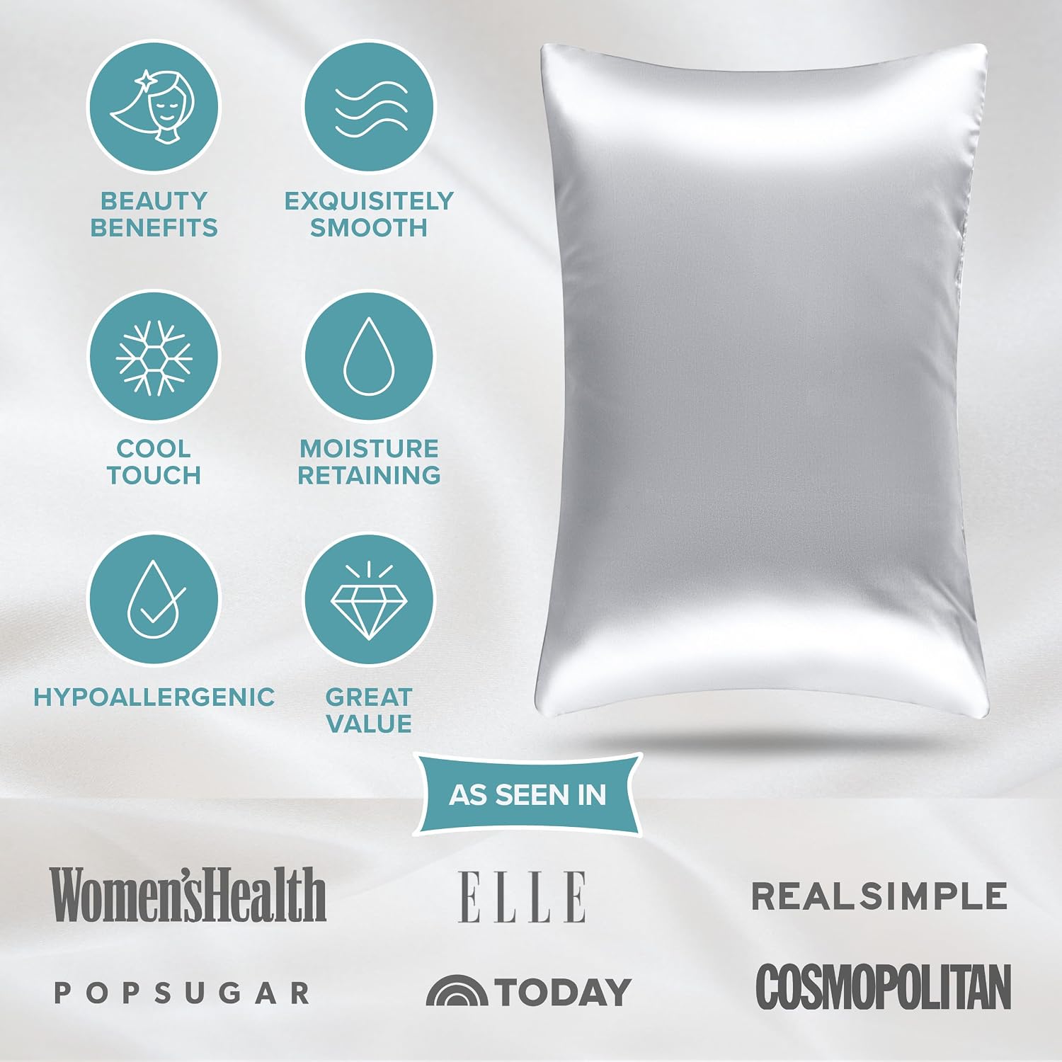 BareHome Bare Home 100% Mulberry Silk Pillowcase for Hair and Skin - Ultra 6A Grade 19 Momme Silk Pillow Case - Envelope Enclosure - Breath…
