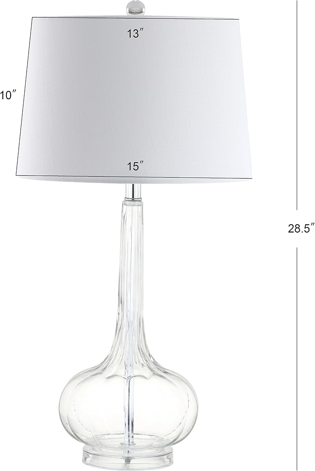 JONATHAN Y 28.5" Clear Glass Teardrop LED Table Lamp Set of 2 for Living Room Bedroom Nightstand, White Linen Shade Modern Transitional…