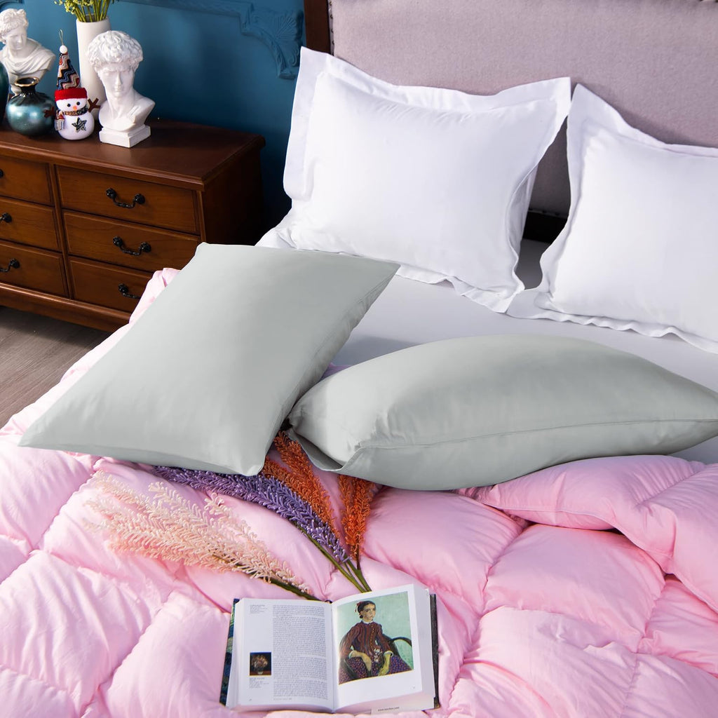 NTBAY Egyptian Cotton Queen Pillowcases - Set of 2, 500 Thread Count Cotton Pillowcases - Soft and Breathable Envelope Closure Pillow…