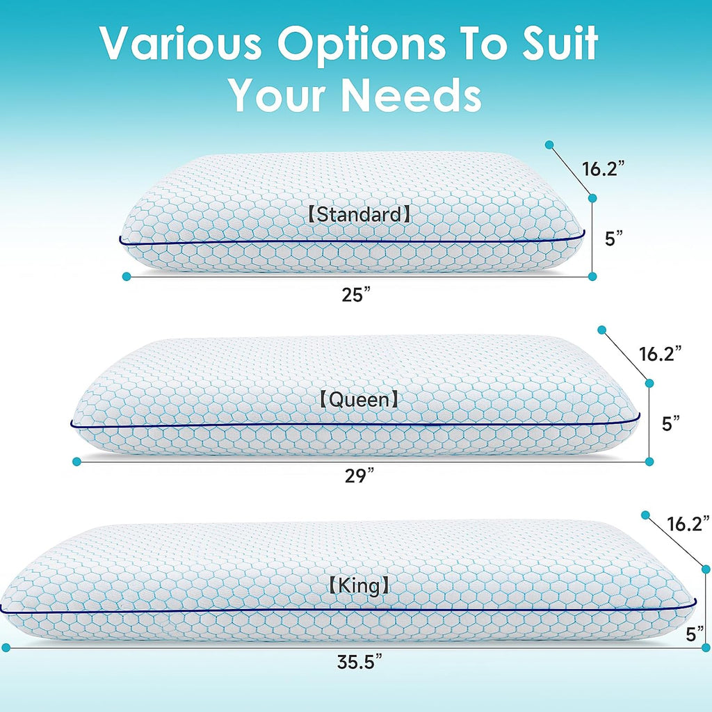 CushyOasis Memory Foam Pillows for Side, Back and Stomach Sleepers, Set of 2, Bed Pillow with Washable Cover and Breathable Mesh, Bed Pillo…