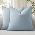 Anroduo Pack of 2 Decorative Linen Pillow Covers Light Blue Neutral Farmhouse Boho Soild Cushion Case Soft Accent Pillowcase for Couch Sofa…