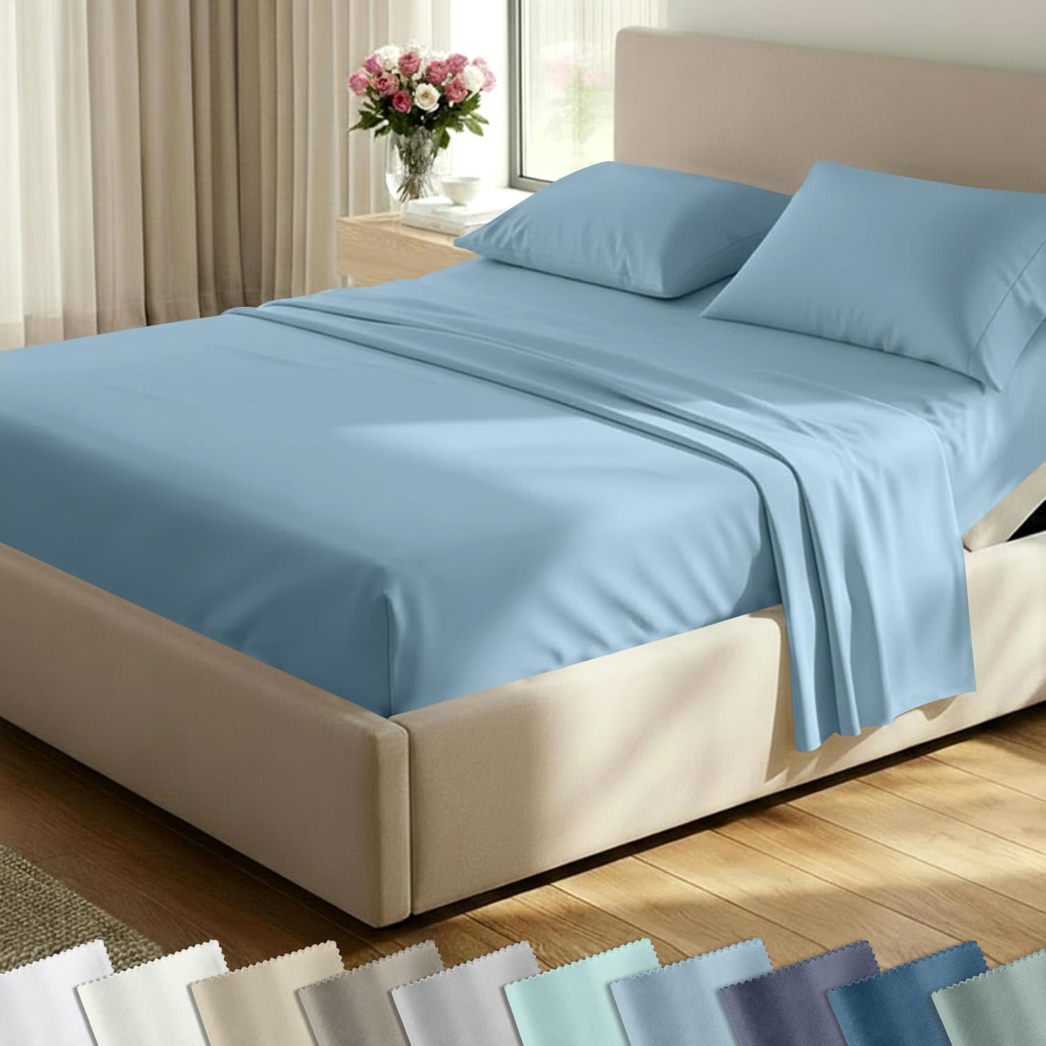 CaliforniaDesignDen California Design Den Soft 100% Cotton Bed Sheets Split King Set, 400 Thread Count Good Housekeeping Award Winner, Silk…