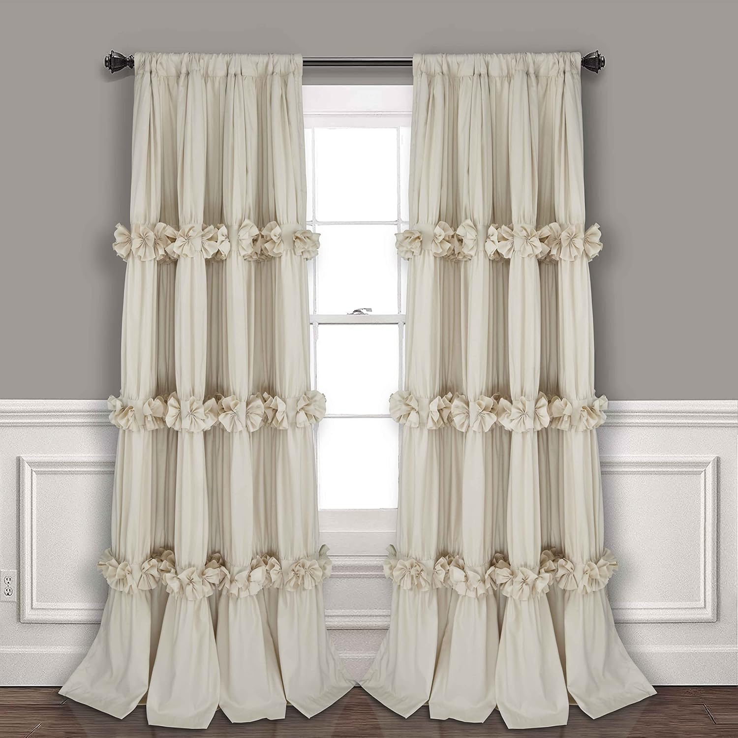 Homechoice Decor Thermal Insulated Blackout Window Curtains, 54" W x 84" L (Pair), Boho Ruched Window Treatments with 3 Rows of Butterfly…
