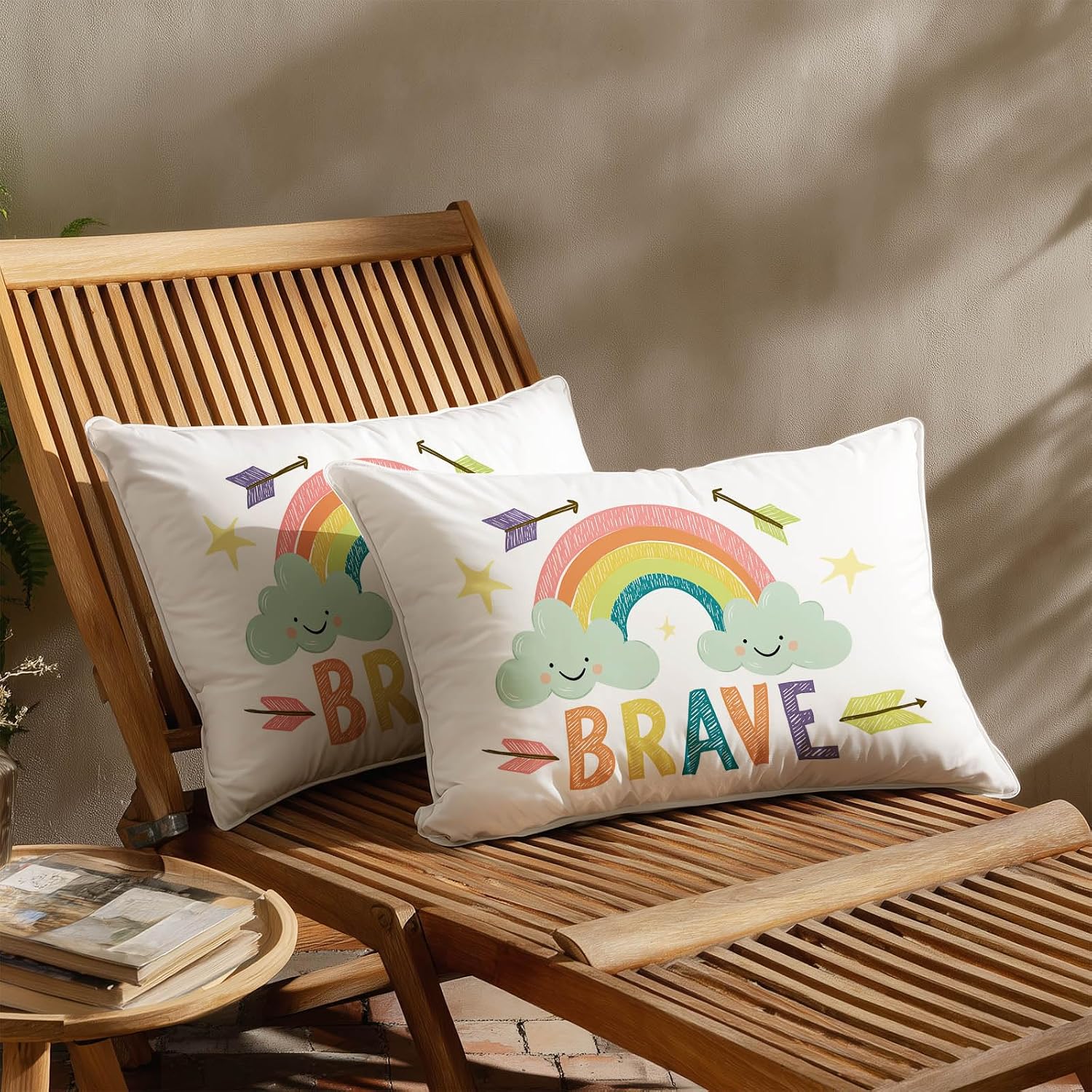 HOMETITUTE Pillow Covers Decorative Pack of 2 Satin 12x20 Inch Rainbow Cloud Art Lumbar Throw Pillow Cases for Sofa Couch Living Room…