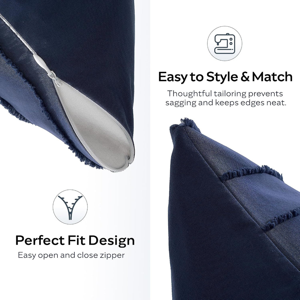 Jellymoni 2 Pack Navy Blue Pillowcases 12" x20", Soft Microfiber Striped Tufted Pillow Covers(Pillows are not Included) 2 Pack 20 inches Bl…