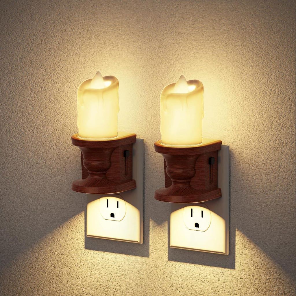 JandCase Nightlight Flameless Candle, 2 Pack Night Lights Plug into Wall, 0-100LM Dimmable Nightlight, 3000K Soft White, LED Candle Night…