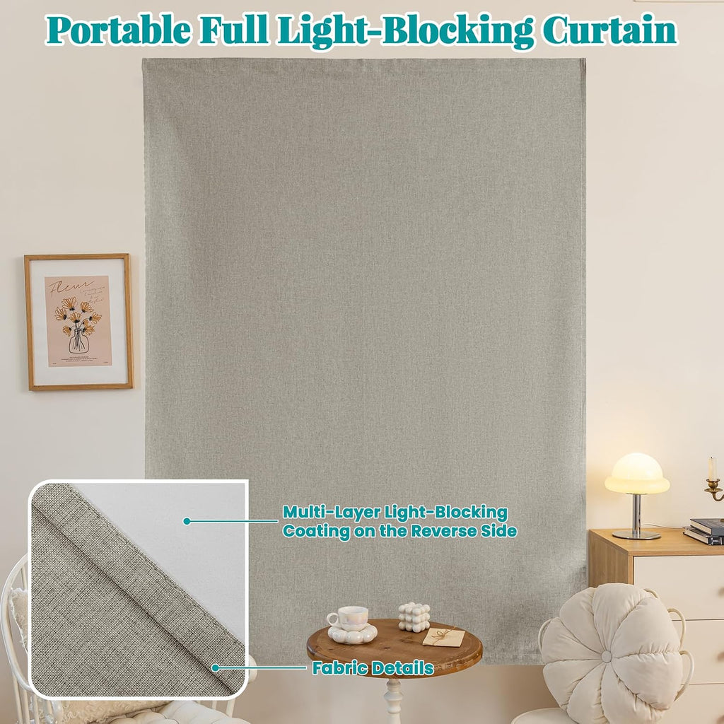100% Blackout Adhesive Blackout Curtains- Self Stick Shades Window Blinds Curtains No Rod Needed Easy to Hang Curtain, Use for Bedroom…