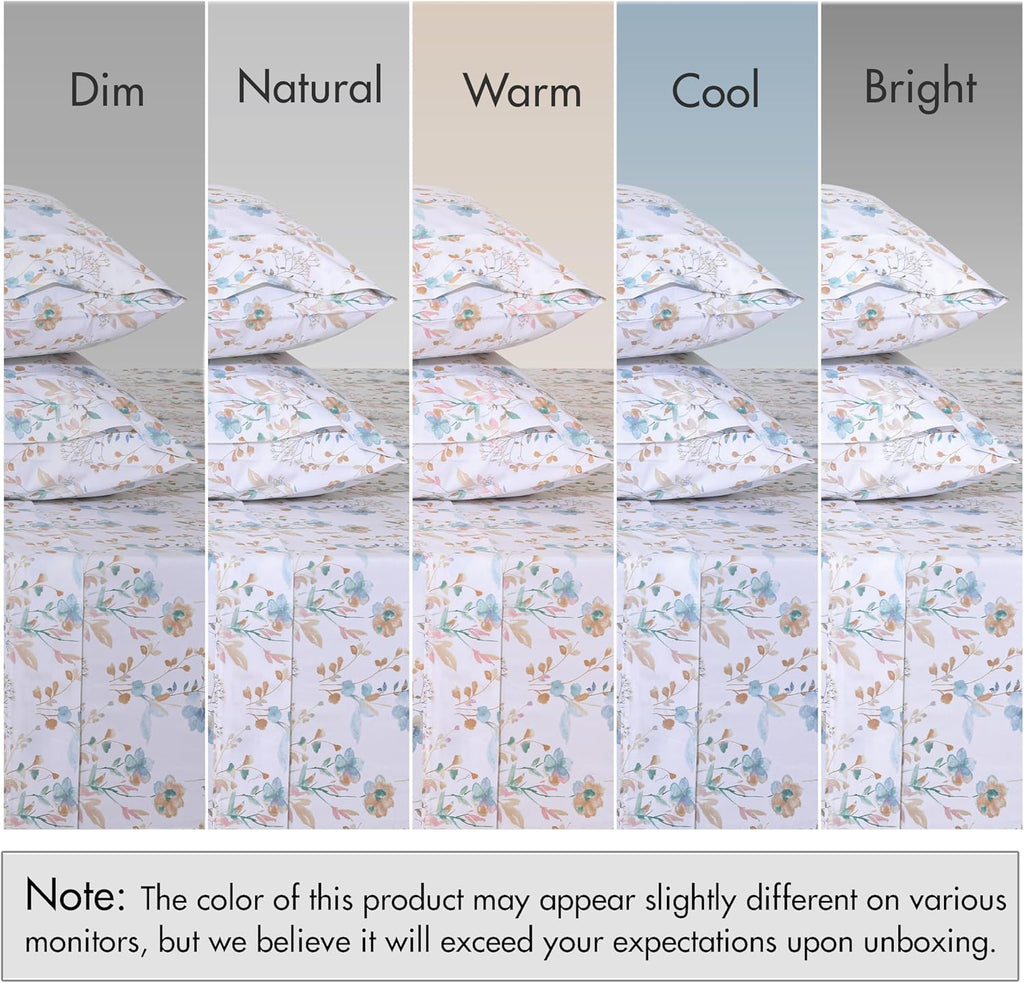 Ruvanti 100% Cotton Percale Sheets California King Size 6 Piece Set, Cooling Bed Sheets for Hot Sleepers, Deep Pocket 14”, Breathable Light…