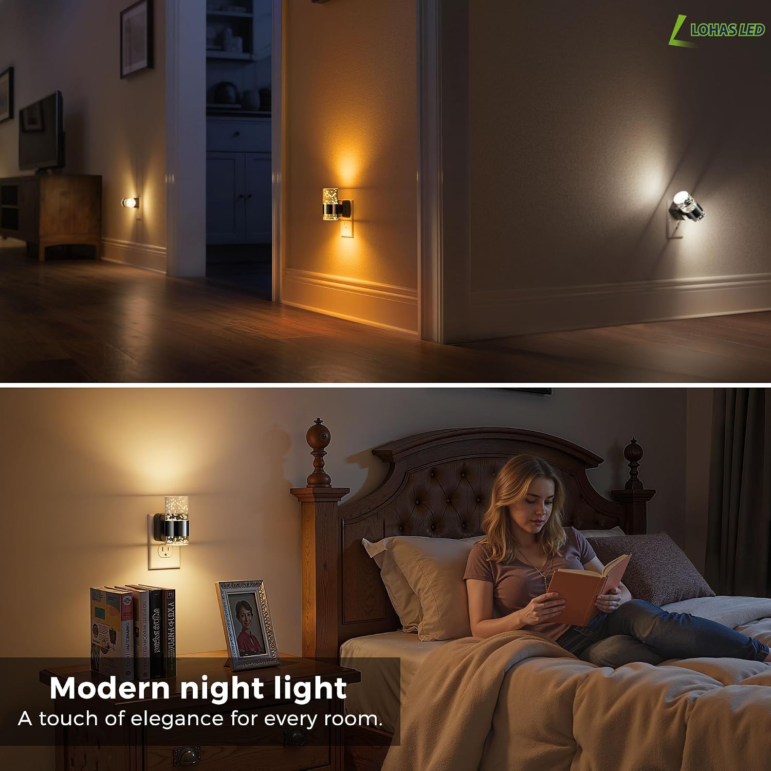 L LOHAS LED Night Lights Plug into Wall, Dimmable Night Light with Dusk-to-Dawn Sensor, Cool White/Soft White/Amber 3 Color Light…