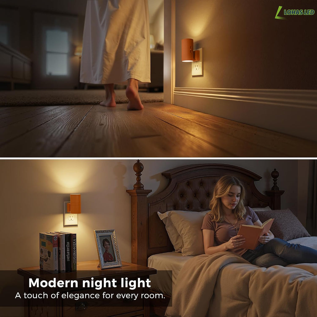 L LOHAS LED Night Light, Modern Night Lights Plug into Wall, 2 Pack Dusk to Dawn Sensor Nightlights, 3000K 0-100LM Adjustable Brightness…