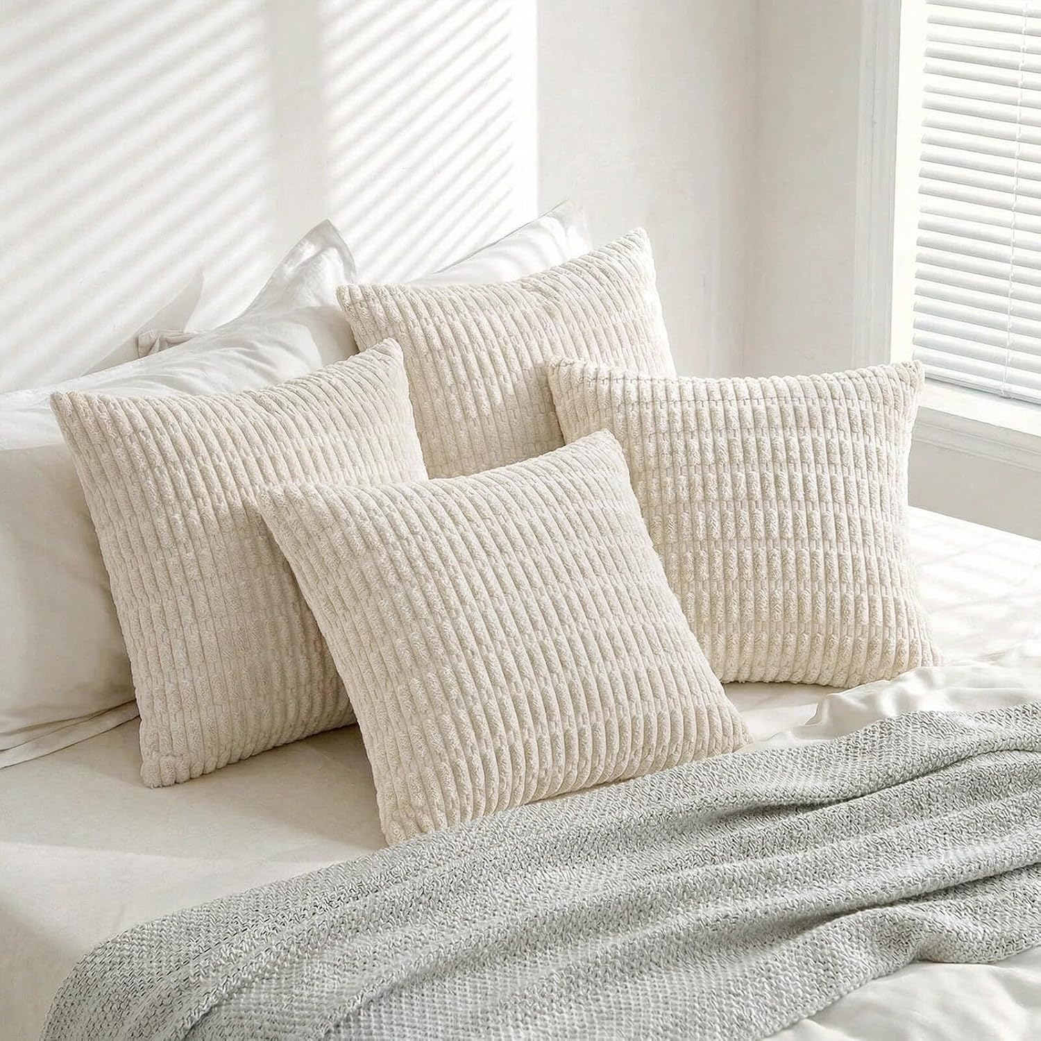 Fancy Homi 4 Packs Decorative Throw Pillow Covers for Living Room Couch Bed, Modern Farmhouse Boho Home Décor Accent Cushion Case, 24" x…