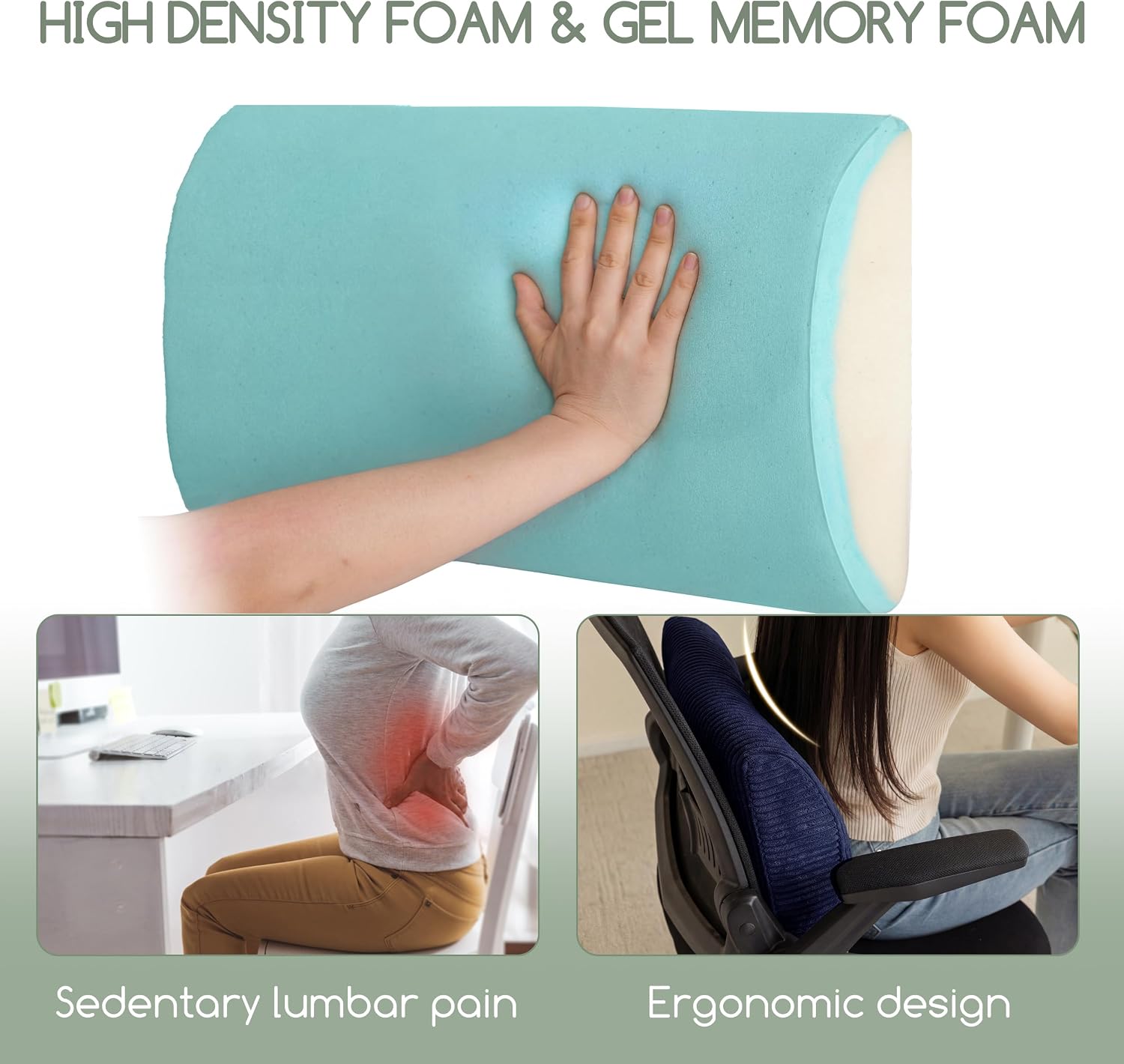 Higogogo Lumbar Support Pillow for Recliner Chair/Accent Chair/Couch, Extra Large Memory Foam Back Support Cushion for Elderly, Recliner Cu…