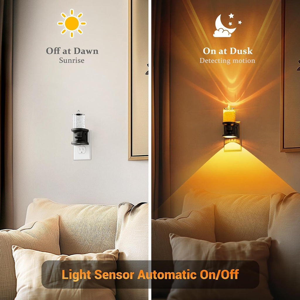 JandCase Night Light, Candle Amber Night Lights Plug into Wall, Flameless Flickering Candle Nightlight, 0-100LM Dimmable LED Nightlights…
