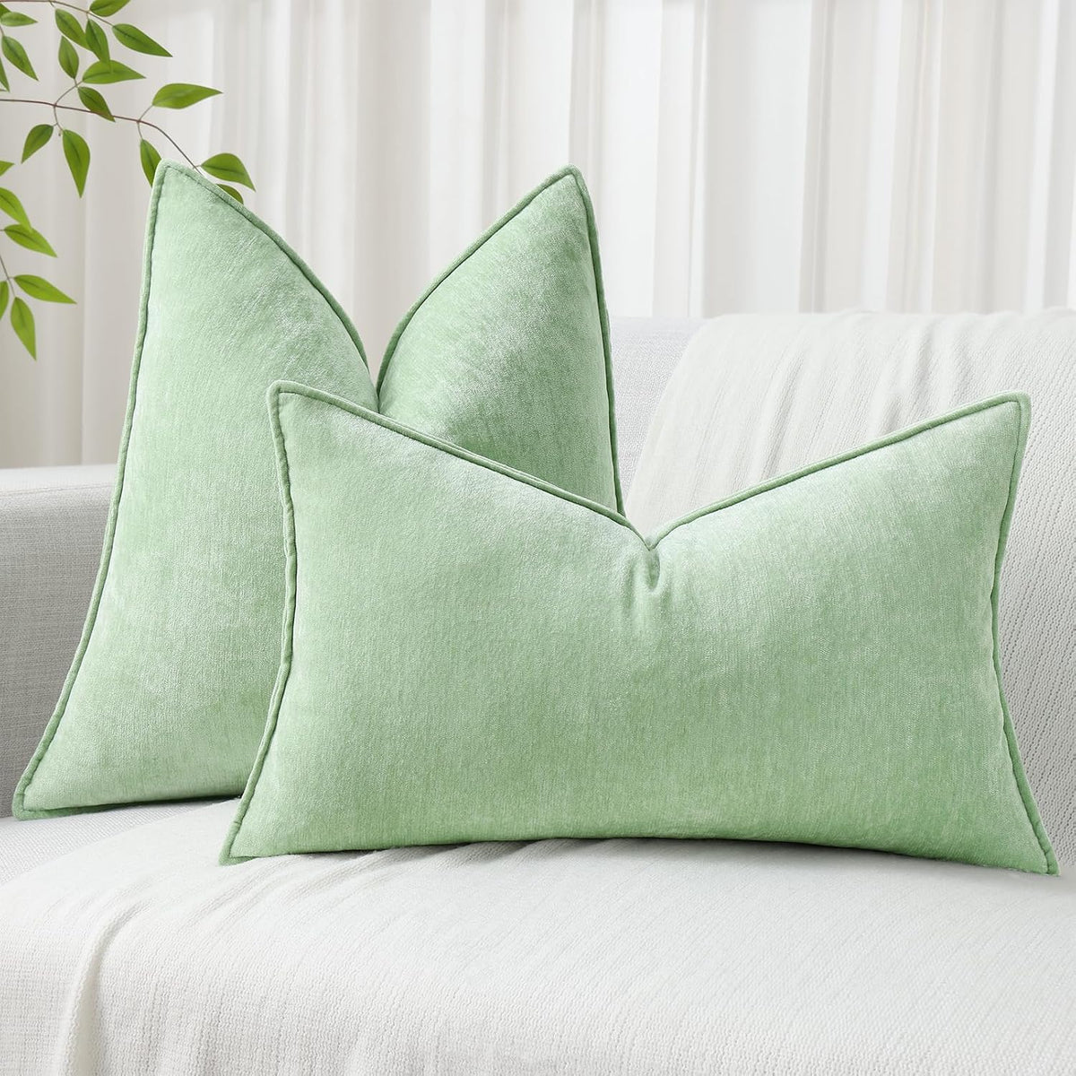 decorUhome Summer Couch Throw Pillow Covers 18x18 Set of 2, Decorative Soft Velvet Modern Cozy Chenille Pillow Cases with Elegant Design fo…