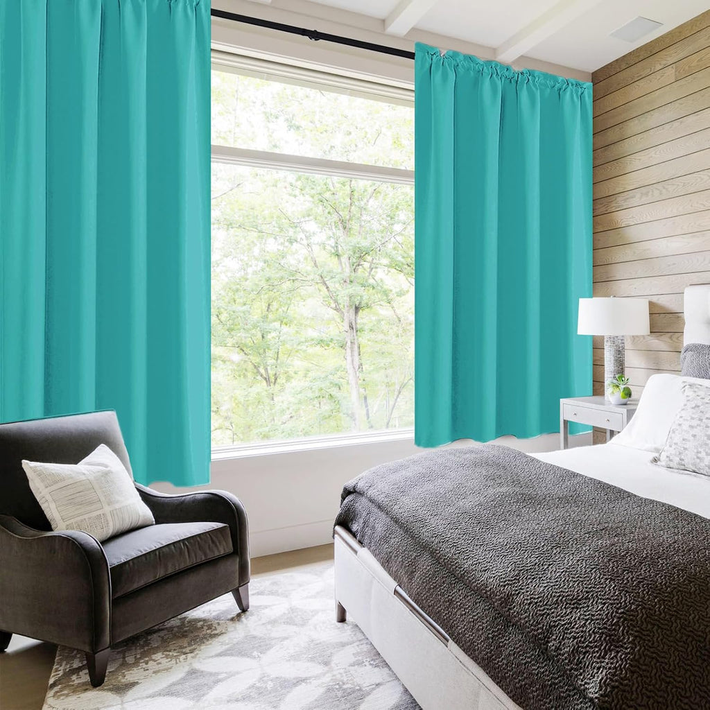 DWCN Blackout Curtains for Living Room Thermal Insulated, Energy Saving & Noise Reducing Bedroom Curtains, Peacock Blue, W 52x L 45 Inch…