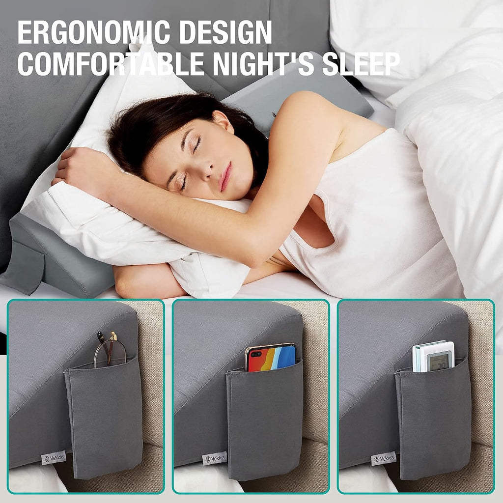 Vekkia Twin Bed Wedge Pillow/Headboard Pillow/Mattress Wedge Twin, Bed Gap Filler to Fill Gap (0-6") Between Headboard and Mattress (Gray)…