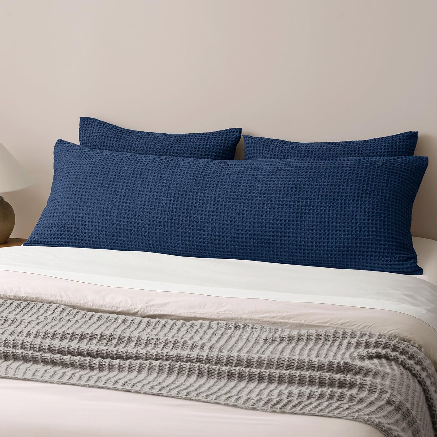 Phf Ultra Soft Waffle Weave Body Pillowcase with Zipper, No Insert, 1Pack 20" x 54" Pillow Sham, Breathable & Skin-Friendly Body Pillow cas…