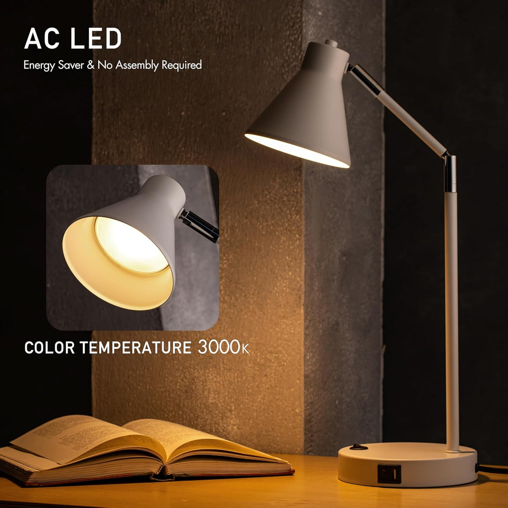 O'Bright Astrum - LED Desk Lamp with Dual USB Charging Ports, 100% Metal, 270 Degree Swivel Arms, Soft White Light (3000K), Bedside &…