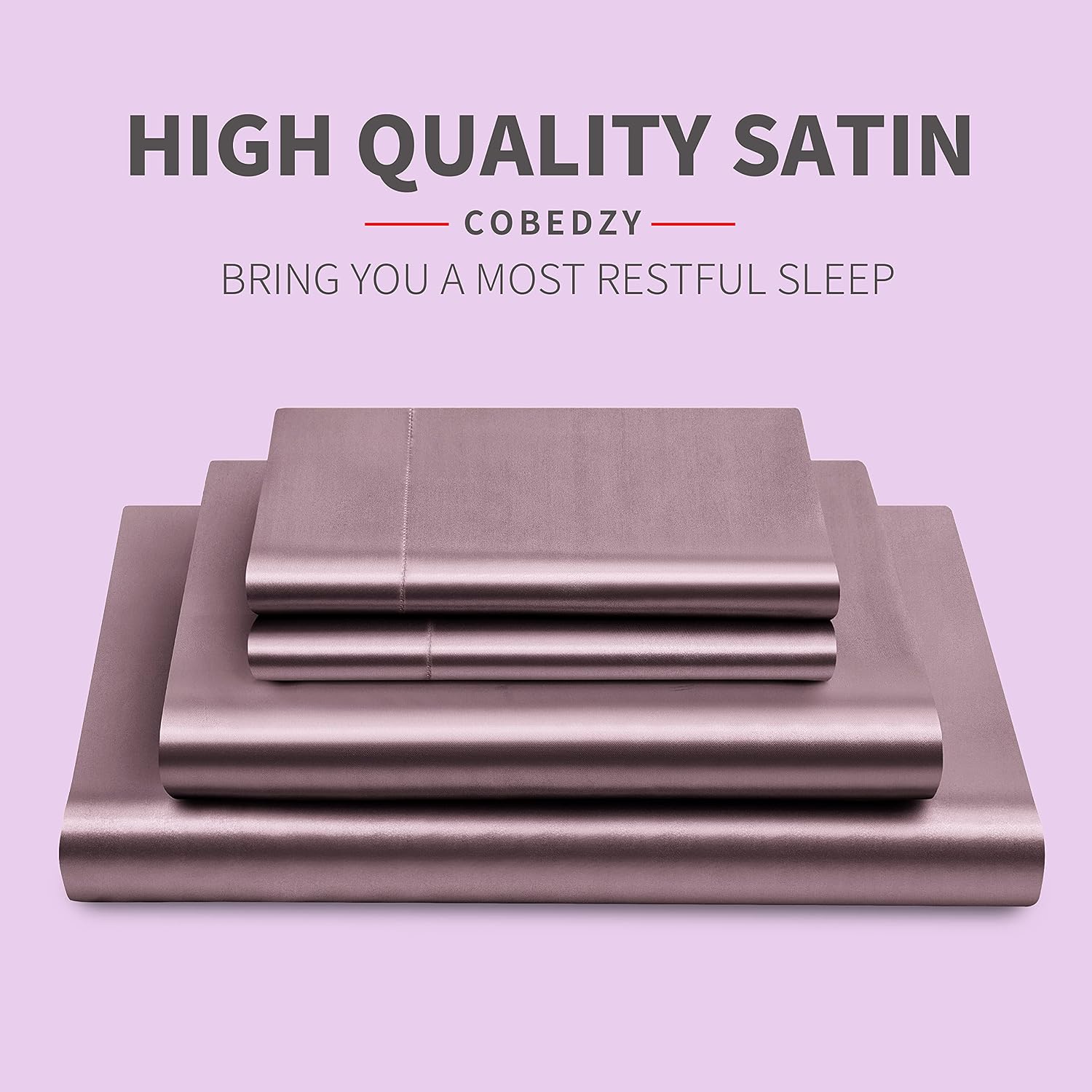 Cobedzy Satin Sheets Queen Size, 4 Pcs Silky Soft Satin Bed Sheets Queen Set with Deep Pockets, Extra Smooth & Luxurious Microfiber Sheet f…