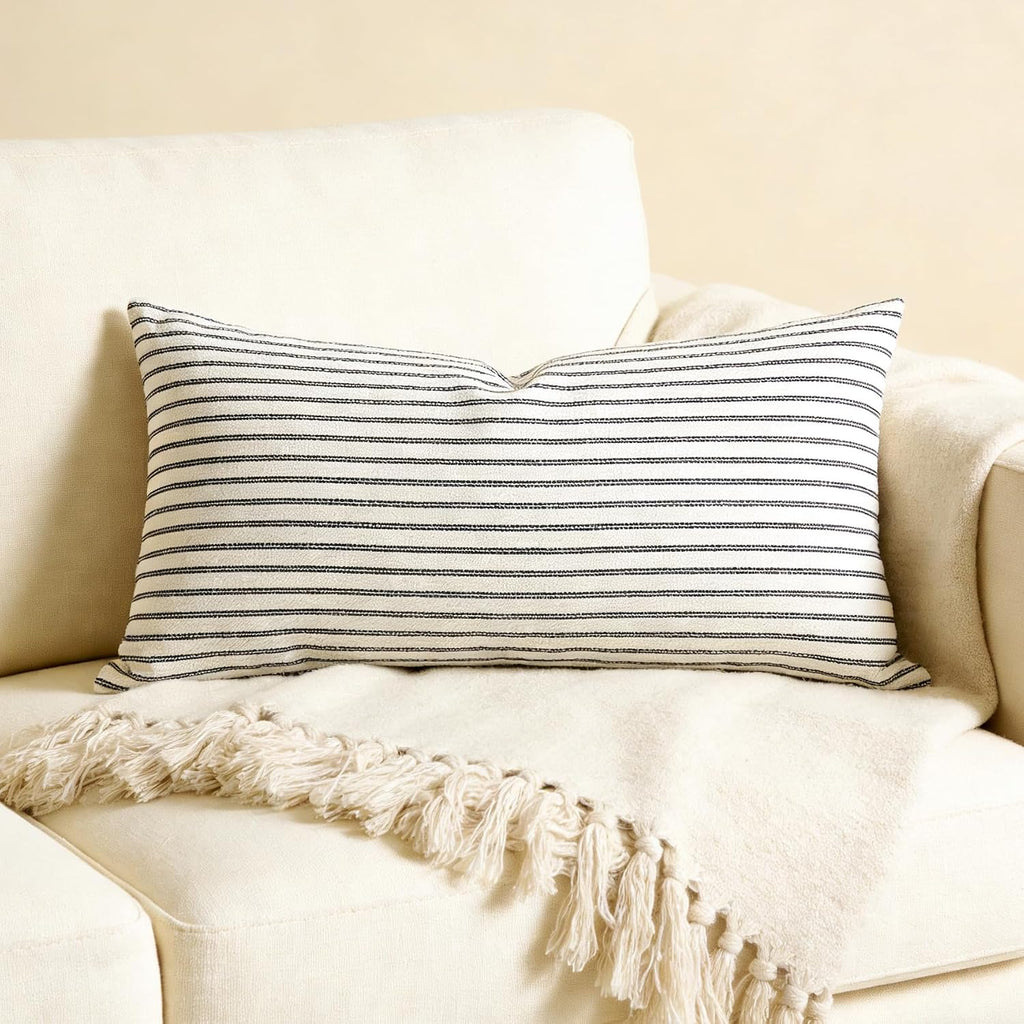 Slow Cow Rectangular Throw Pillow Cover Decorative Textured Lumbar Accent Cushion Cover for Couch Sofa 12 x 24 Inches Navy