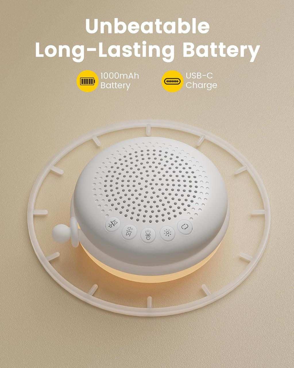 Glocusent 3-in-1 Portable Baby Sound Machine, White Noise Machine for Sleeping, Night Light & Phone Connected Speaker 34 Sounds Timing Func…