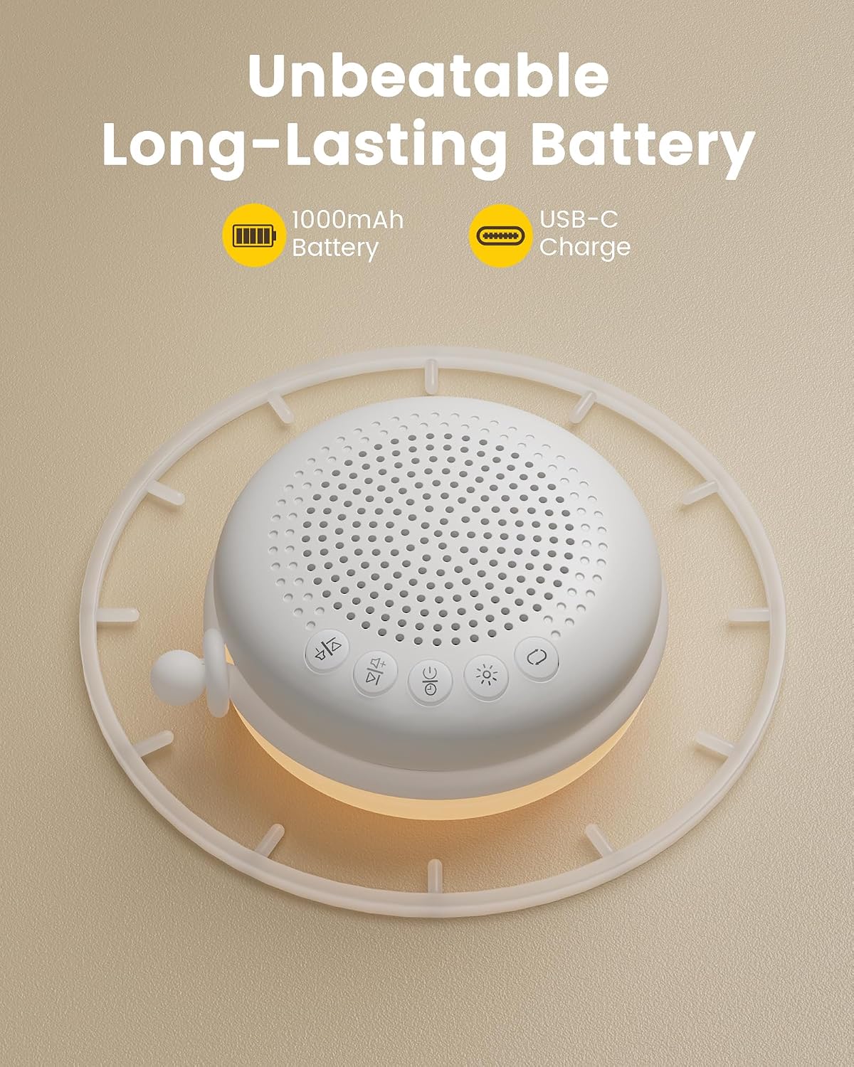 Glocusent 3-in-1 Portable Baby Sound Machine, White Noise Machine for Sleeping, Night Light & Phone Connected Speaker 34 Sounds Timing Func…