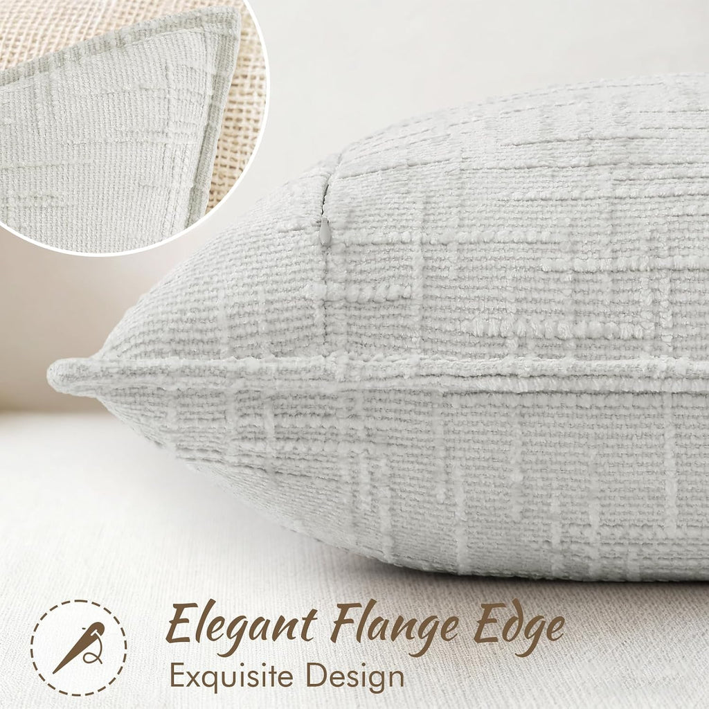 decorUhome Chenille Throw Pillow Covers 12x20 Set of 2, Soft Textured Slubby Modern Decorative Pillow Covers with Elegant Design for Couch,…