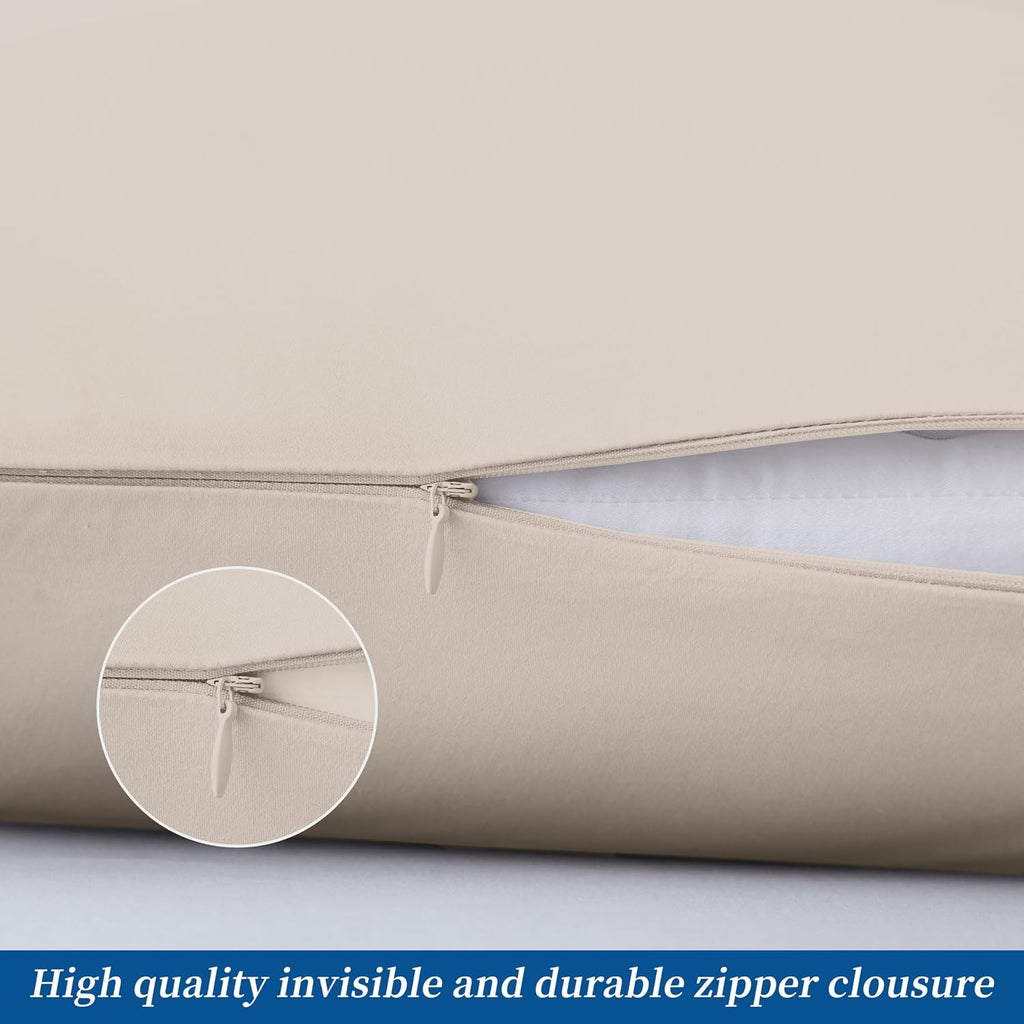 ZaizaiHome Pillow Cases Standard Size 4 Pcs,100% Egyptian Cotton 400 Thread Count Sateen Weave Light Beige Pillowcases Standard Size, Quali…