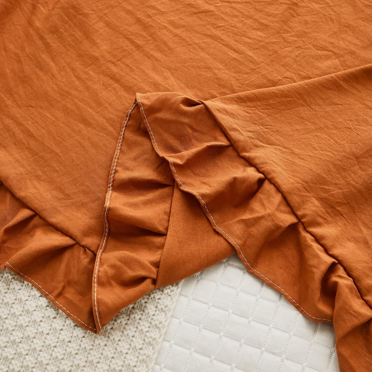 Merryword Burnt Orange Body Pillow Cover 20x54inches Long Pillowcase Shabby Chic Ruffled Fringe Decor Body Pillow Sham Cute Pillowcase (1 B…