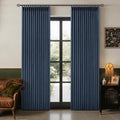 80 Inch Pinch Pleated Blackout Linen Curtains for Bedroom 2 Panels Memory Trained 100% Black Out Soundproof Room Darkening Navy Window…