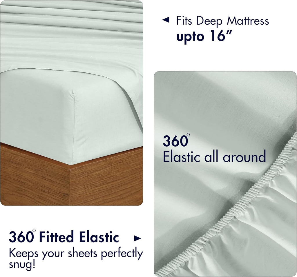 Ruvanti 100% Cotton Percale Sheets Queen Size 6 Piece Set, Cooling Bed Sheets for Hot Sleepers, Deep Pocket 16”, Breathable Lightweight & D…