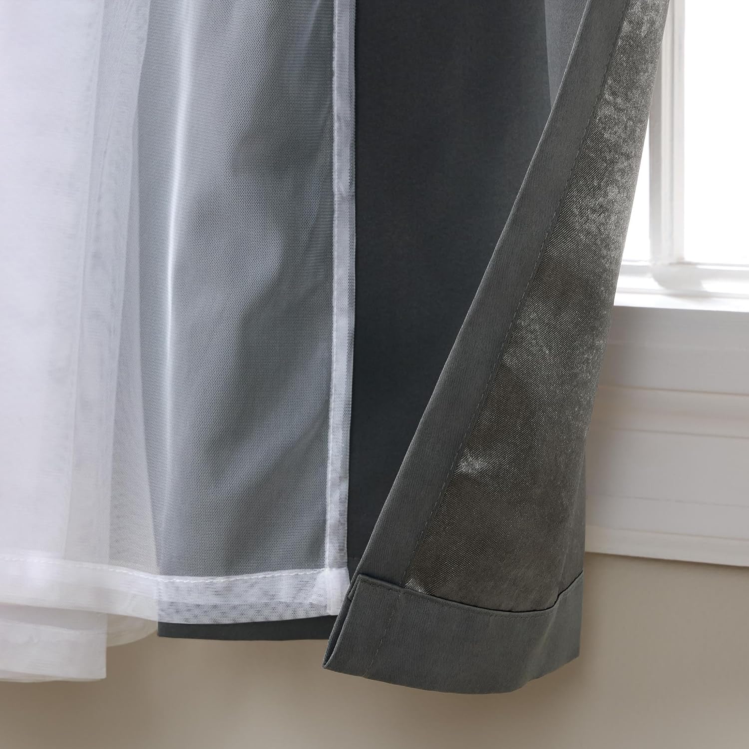 TOWN & COUNTRY LUXE Talia Double Layer Indoor Curtains, Sheer and Room Darkening Blackout, Grommet Top, Energy Efficient, 2-Pack Set…