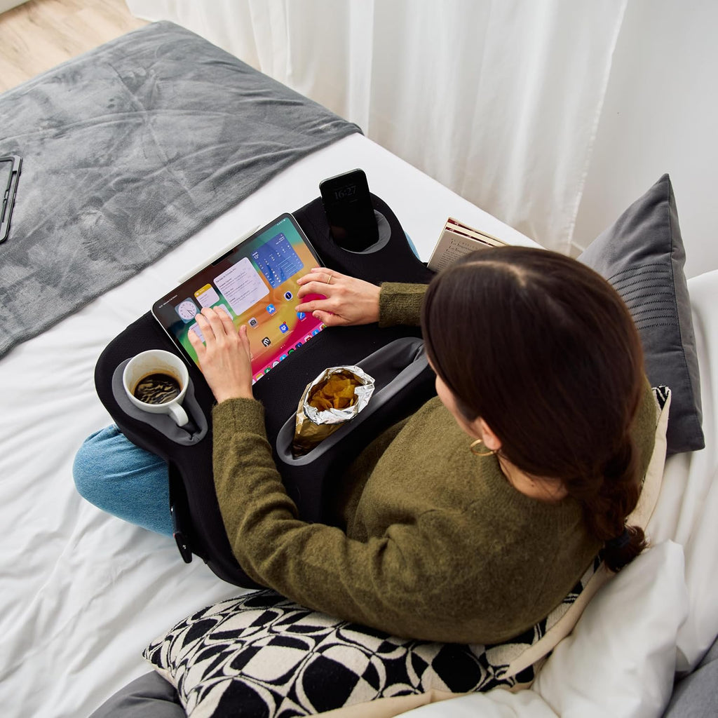 TabCouchCaddy Lap Desk Pillow - Cushioned Lap Pillow for Reading, Gaming, Work & Travel, Soft & Portable Laptop Desk for Bed, Couch, or…