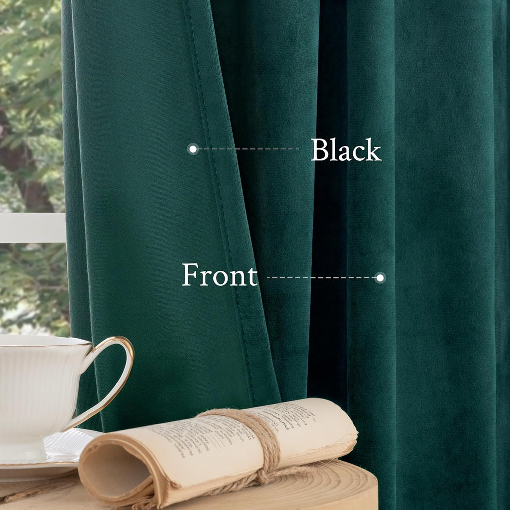 Lamit Teal Velvet Curtains 120 Inch Length for Living Room, Thermal Insulated Room Darkening Drapes Luxury Privacy Protected Back Tab and R…