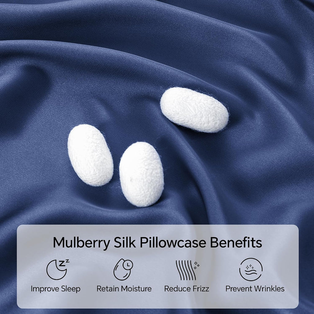 Infiixso Mulberry Silk Pillowcase for Hair and Skin, Silk Pillow Cases Queen Size Set of 2 with Hidden Zipper 20x30 Inches, Ultra Smooth an…
