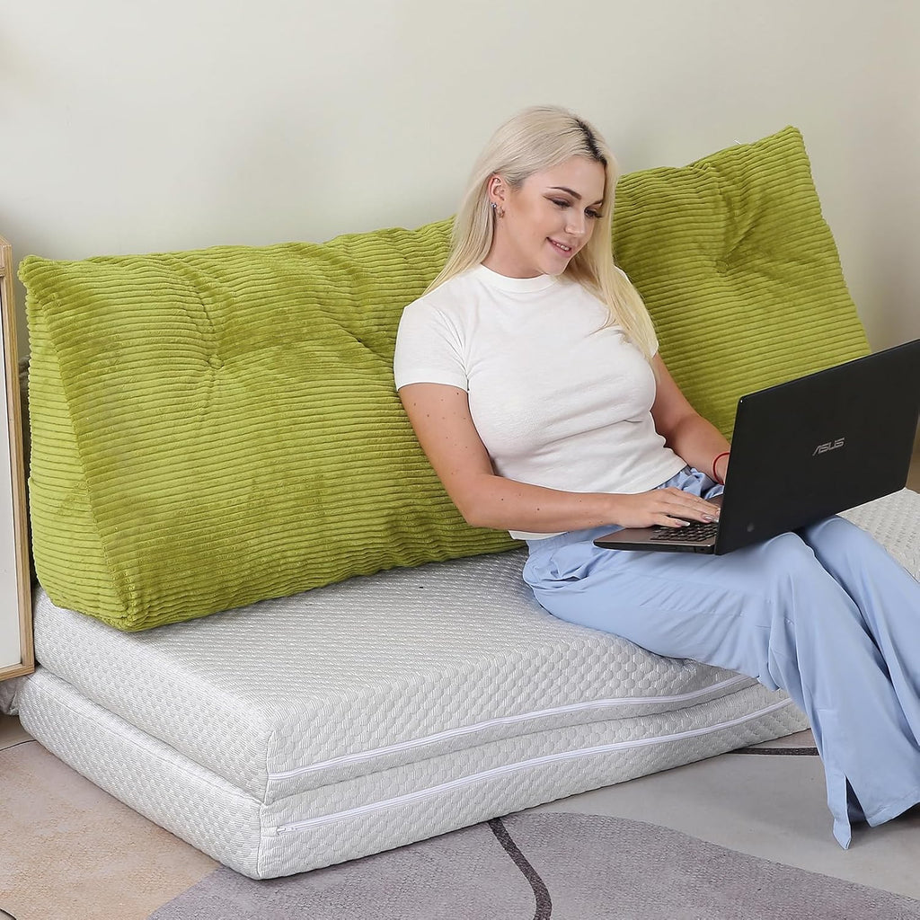 Headboard Pillow King, Wedge Headboard Pillow for Bed Sofa, Triangular Backrest Pillow with Removable Cover for Reading, Working…