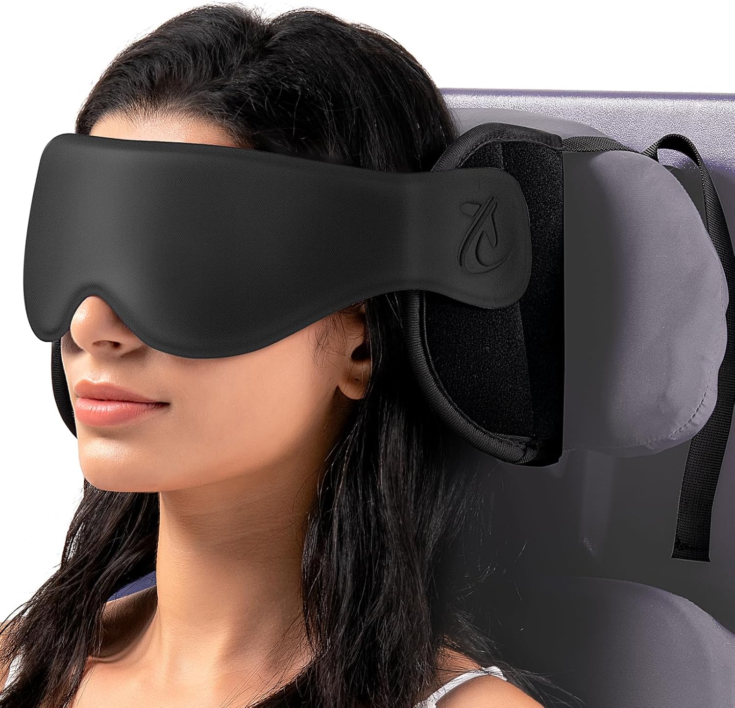 Bonairest Travel Pillow, Airplane Neck Pillow with 3D Eye Mask for Sleeping, Round Edge Plane Head Strap 360°Headrest Support for Long Flig…