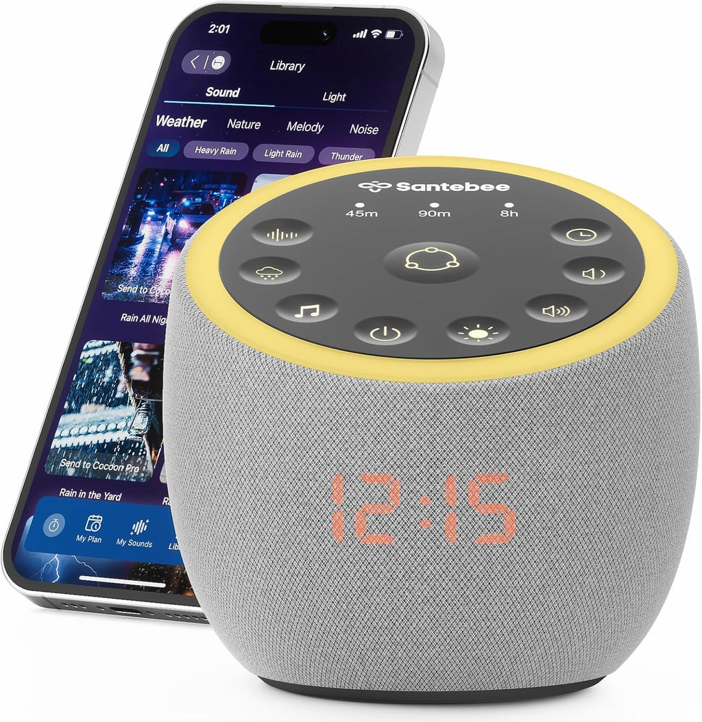 Santebee White Noise Sound Machine for Sleeping, 388 Soothing Sounds, Cocoon Pro 2 Smart APP Control, Custom Buttons Bedside Dimmable Alarm…